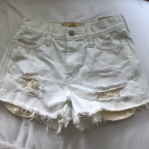hollister white high rise shorts